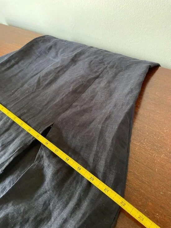 Reformation Spaulding 100% Linen Dress Sz 8  Black Ruffle Strap Formal Date - Picture 13 of 15